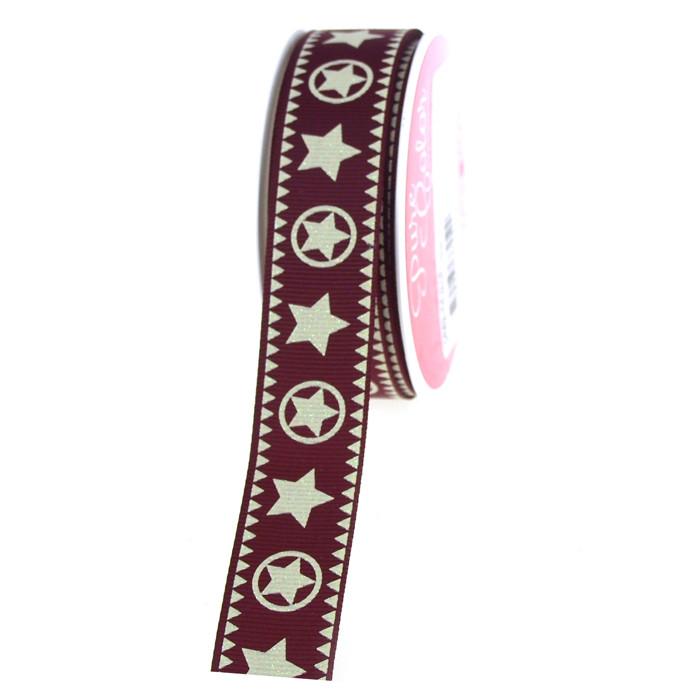 Burgundy - Chevron Design Grosgrain Ribbon ( 1 - 1/2 Inch