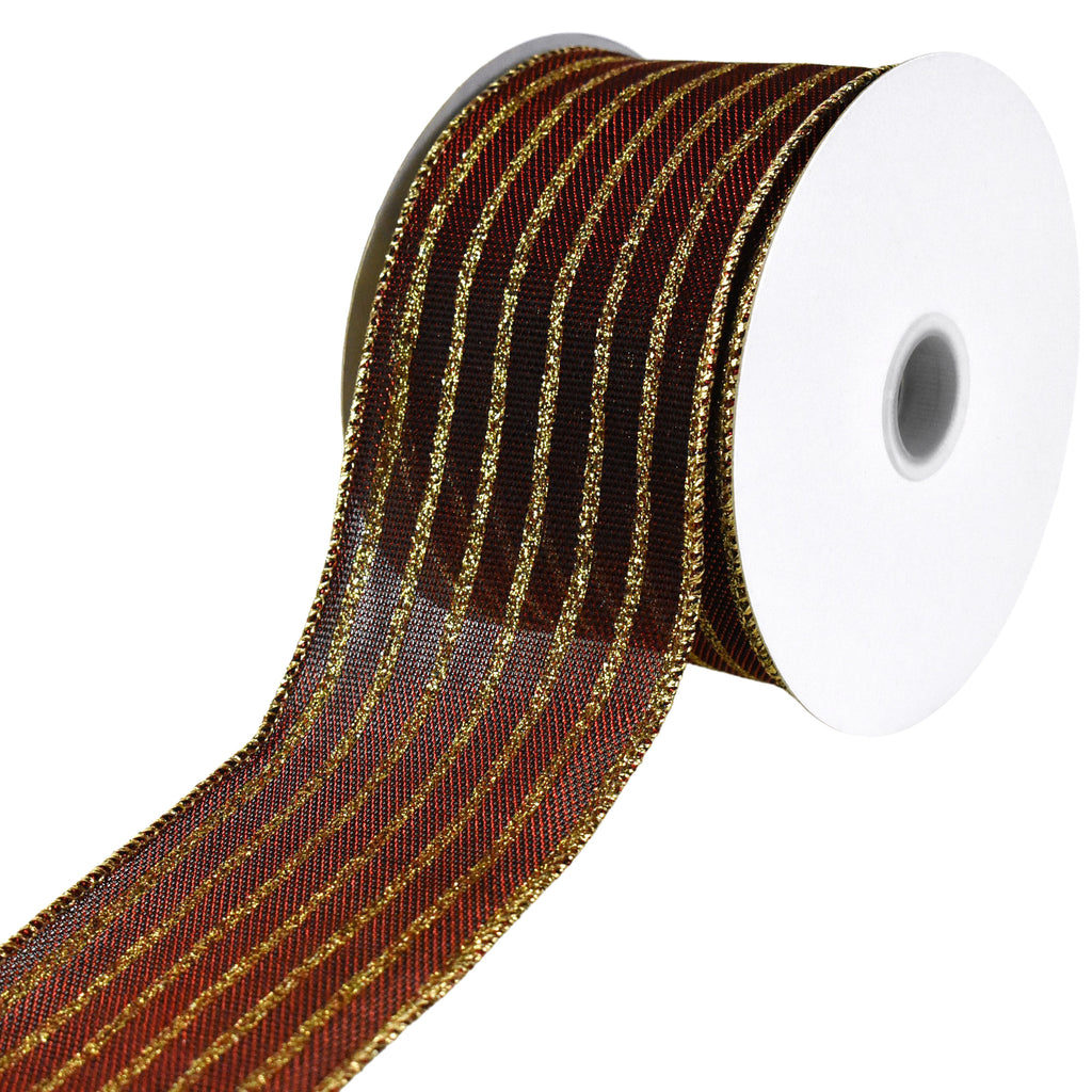 Brown/Ivory Cabana Stripe Ribbon - 1.5 X 10 Yards