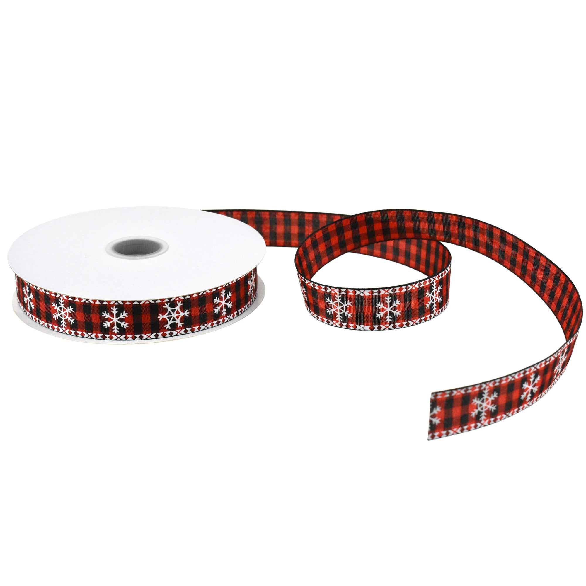 Ribbon Traditions Buffalo Plaid Red and Black Wired Ribbon 2 1/2 by 10  Yards