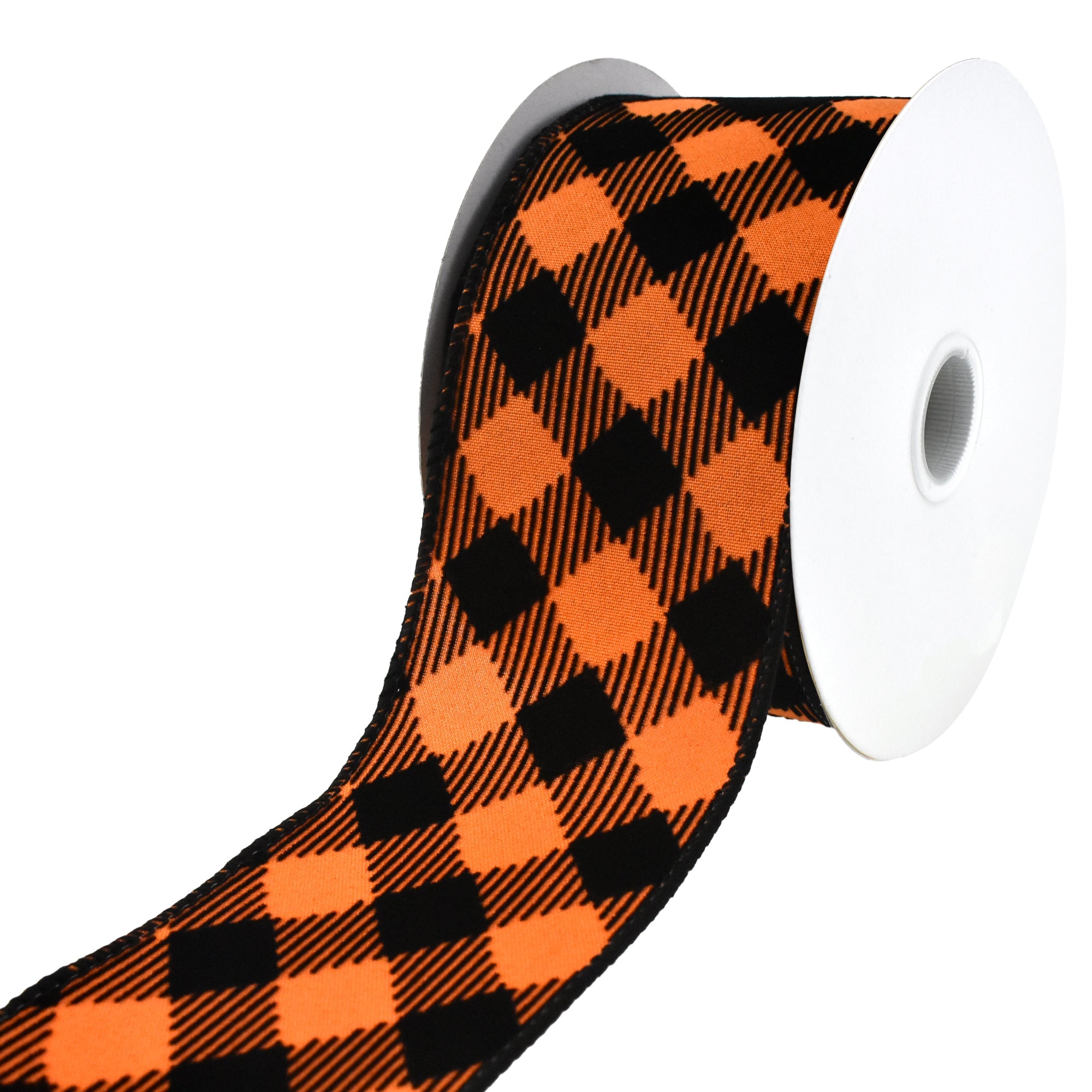 Diagonal Check Pattern Wired Ribbo Flocked Diagonal Checkered Wired Ribbon, 2-1/2-Inch, 10-Yard – Homeford