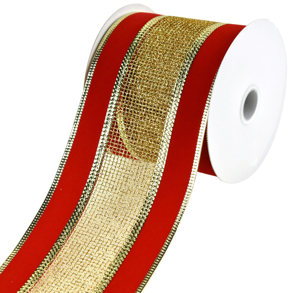 Homeford Outdoor Christmas Velvet Wired Ribbon, 1-1/2-inch, 50-yard, Medium  Red 