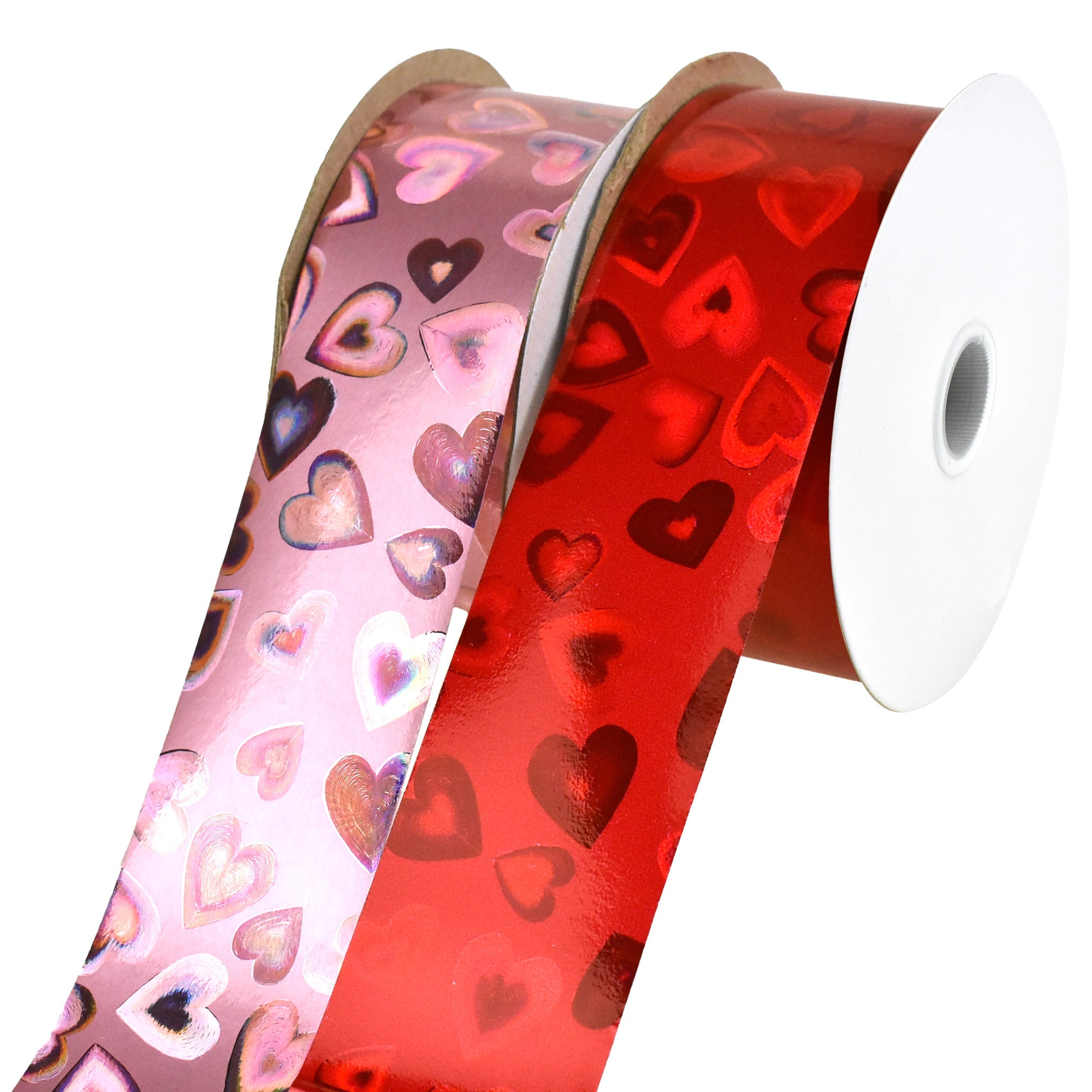 Valentine's Day Printed Hearts Satin Ribbon, 1-1/2-inch, 25-yard 