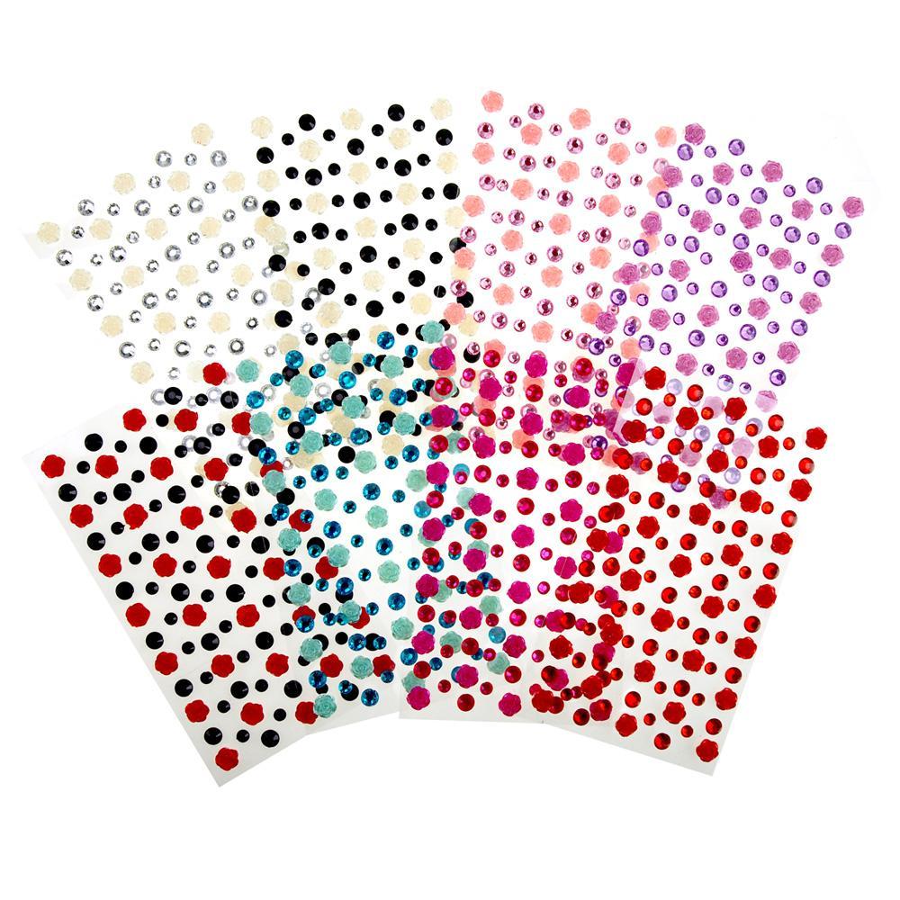 Homeford Plastic Pearls Flat Bead Self Adhesive Stickers, 8mm, 22-Strips  (White)