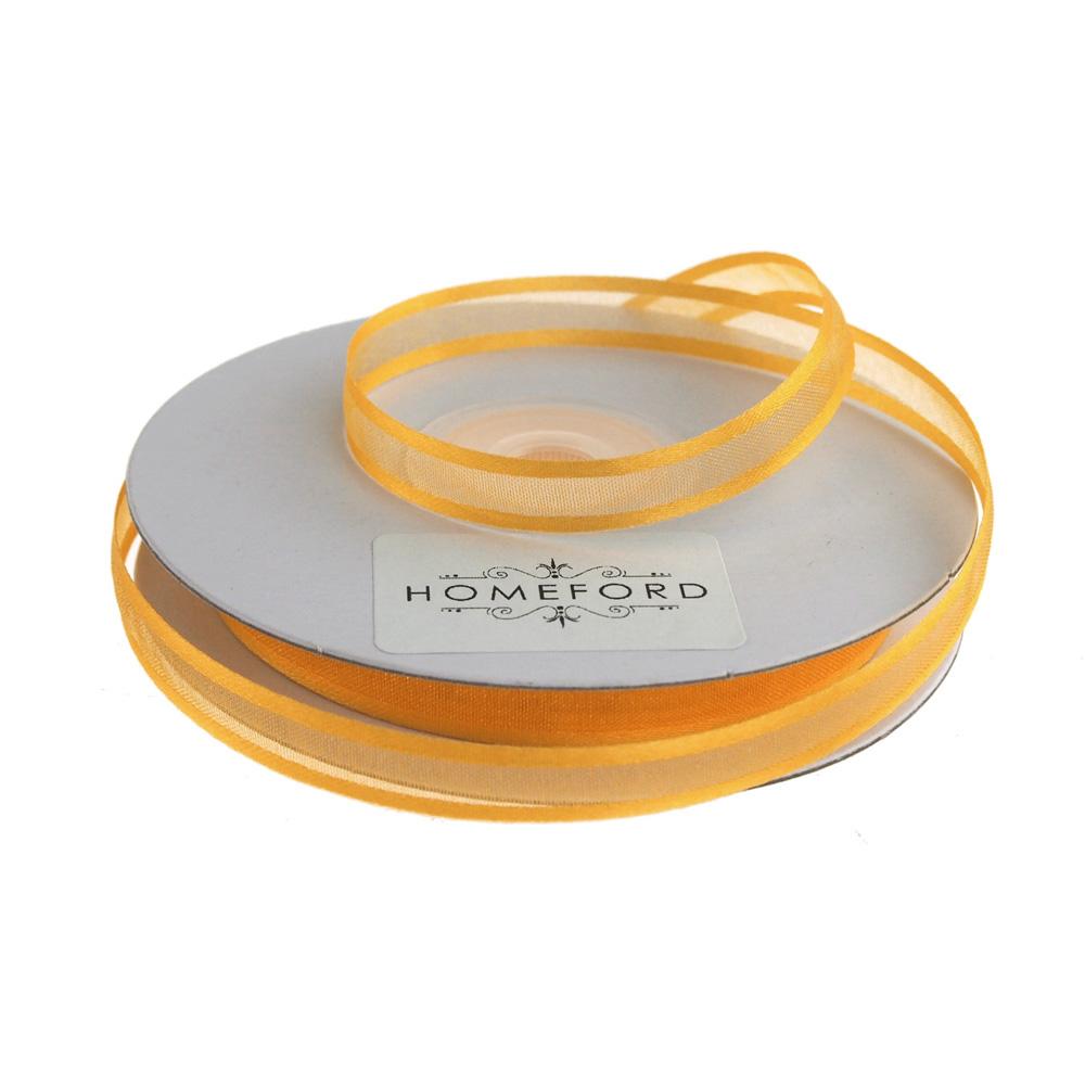 Homeford Satin Ribbon with Metallic Trim Edge, 1/8-inch, 50-Yard, Ivory/Gold