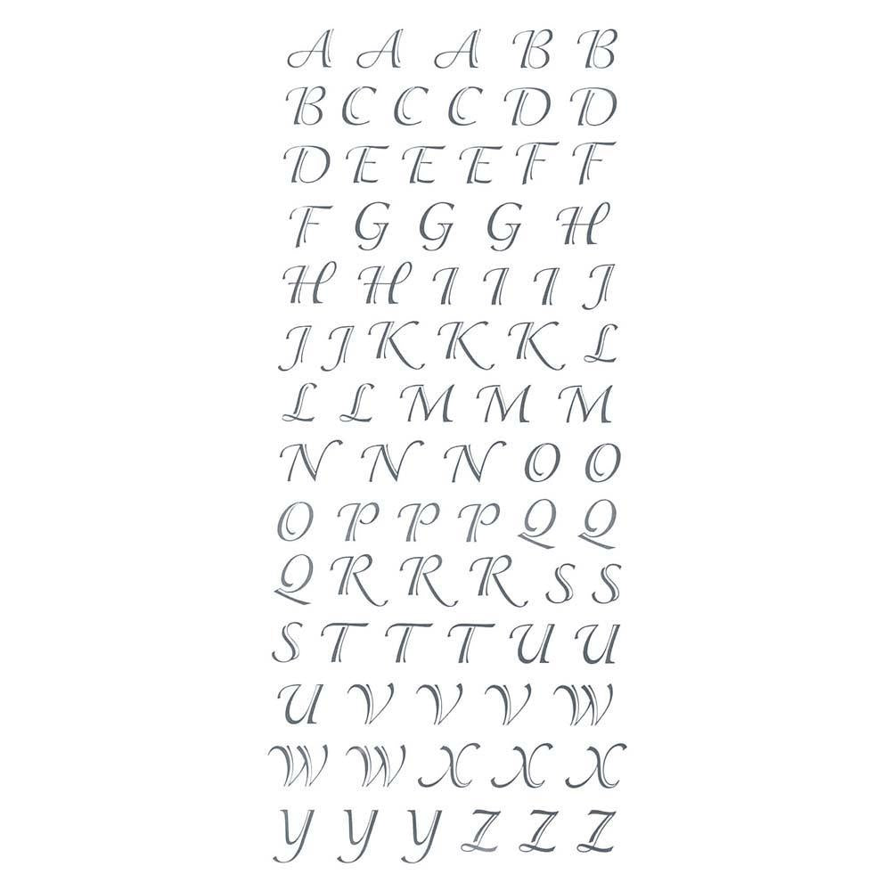 Black Script Alphabet Letter Fancy Foil Stickers, 1/2-Inch, 78-Count 