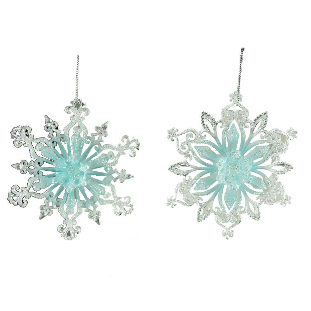 Acrylic Crystal Snowflake Ornaments, 6-inch, 2-piece, Clear/Blue – Homeford