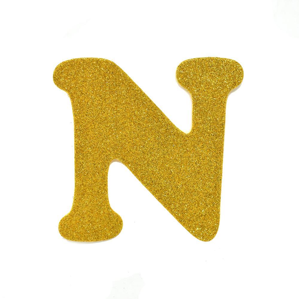 12 Packs: 48 Ct. (576 Total) 1 inch Iron-On Gold Glitter Letters by Imagin8