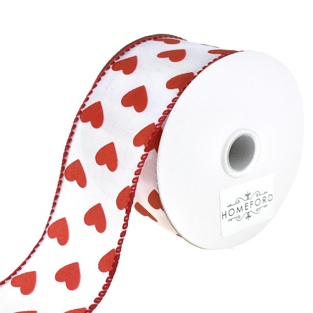 Valentine's Day Printed Hearts Satin Ribbon, 1-1/2-inch, 25-yard 